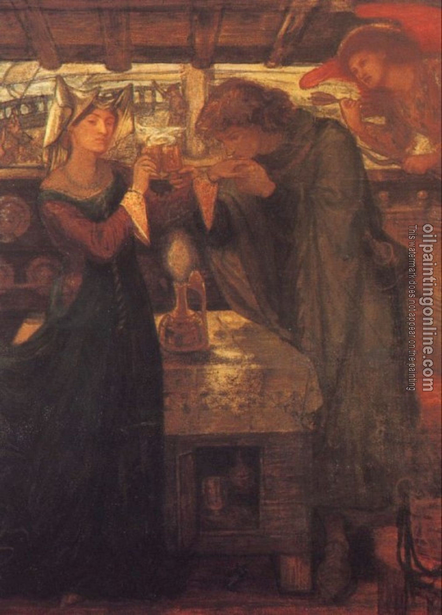 Rossetti, Dante Gabriel - Tristram and Isolde Drinking the Love Potion